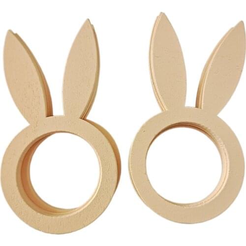 10pcs Happy Easter Rabbit Wooden Craft Easter Decorations Home Party DIY Wood Chips Hanging Ornaments Natural Handcraft