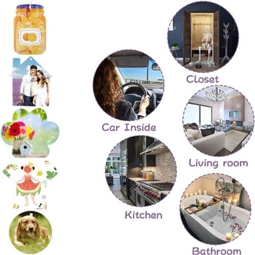 30 Pcs Sublimation Air Freshener Blanks Car Scented Hanging Felt White Fragrant Sheets with 30 Pieces Bags 15 m Elastic Rope for