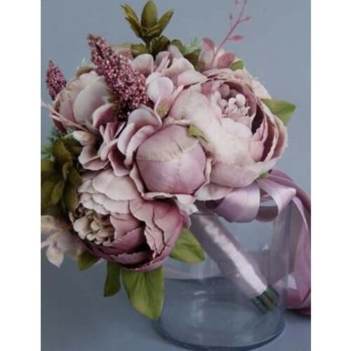 Bridal Wedding Bouquets Pink Champagne Bouquet for Brides Artificial Flower Bridal Bouquet