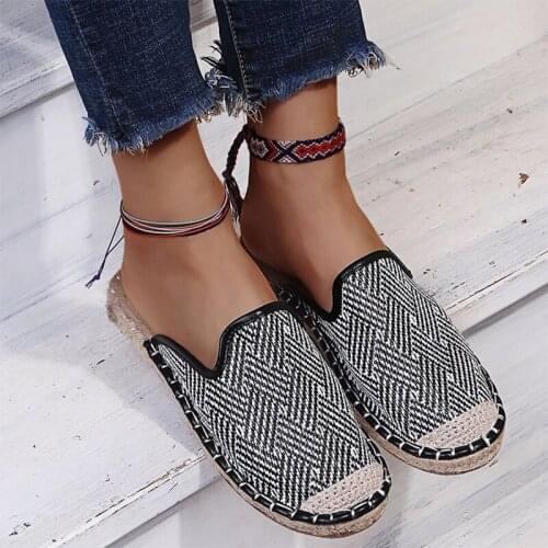 Women Hemp Crystal Slippers Female Summer Fashion Fisherman Shoes Ladies Casual Comfort New Straw Footwear Big Size 35-43