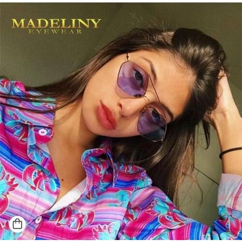 MADELINY Metal Rhombus Sunglasses Women Luxury Sun Glasses Rhombus Metal Frame Retro Unisex Men Fashion Eyewear MA024