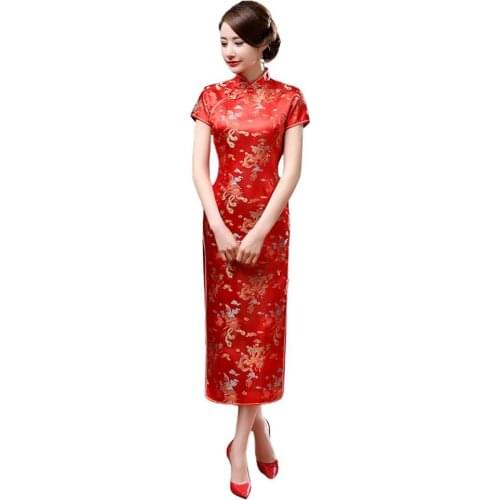 Chinese Traditional Dress Flower Print Elegant Short Sleeve Cheongsam Stand Collar Tight Bodycon Dress Cheongsam Women Dress