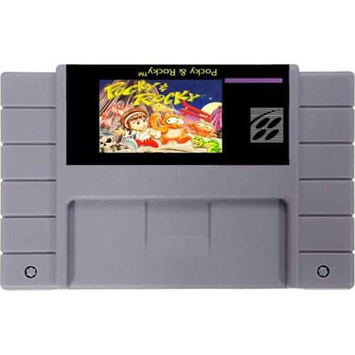 POCKY AND ROCKY 16 bit NTSC Big Gray Game Card For USA Version Game Player