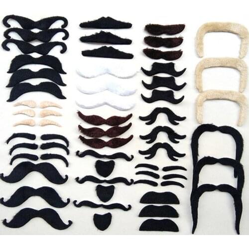 Kid Adult Novelty Creative Funny Costume Cosplay Fake Mustach 48pcs Party Supplies