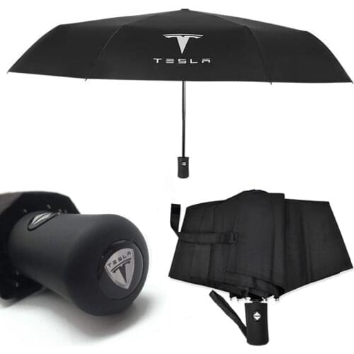 Car Fully Automatic Folding Portable Men Business Umbrella Sunscreen Rain Windproof UV Parasol For Tesla MODEL S MODEL X MODEL 3