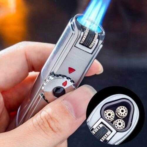 Jobon brand compact wheel butane lighter gasoline spray gun turbine metal windproof GAS cigarette lighter fixed fire