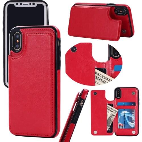 Retro Crazy Horse Pattern Brown Red Cover for IPhone 12 Promax 11 Pro X XS Max XR 7 8plus Creative Card Wallet Protective Case