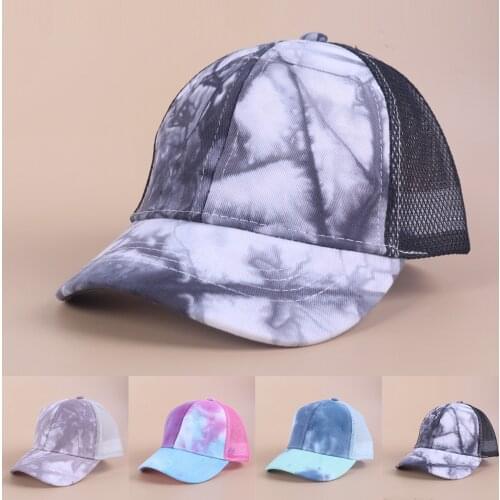 Children Sun Hat Baseball Cap Breathable Net Tie-dye Printing Pattern For Girls Boy Hats Sunscreen Summer Baby Accessories