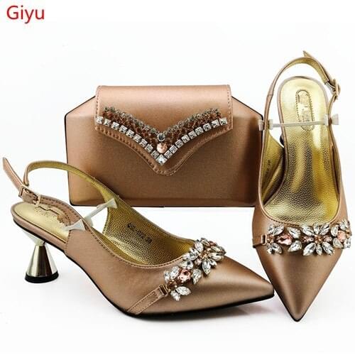 Doershow nice Shoe with Matching Bags Shoe and Bag Set for Party In Women Italian Matching Shoe and Bag Set with stones! HIA1-13