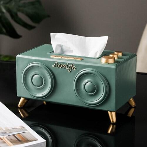 Home decor resin embellishments Creative tissue box Personality sound resin tissue box Office living room tabletop decoration
