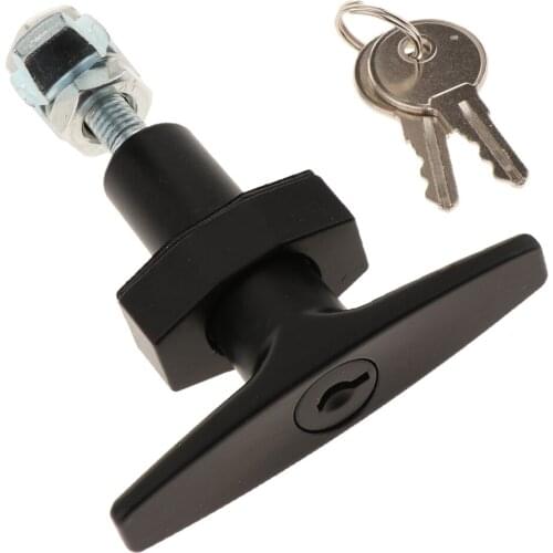 1 Set T Handle Car Cabinet Door Lock & 2 Keys Stainless Steel For Trailers RV Toolbox Lock Etc 3.94x3.15 Inch