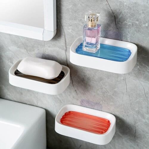 Double Drain Soap Box Bathroom Shower Storager Shelf Hanging Type Without Punching Sponge Storage Supplies Restroom Tray Gadge