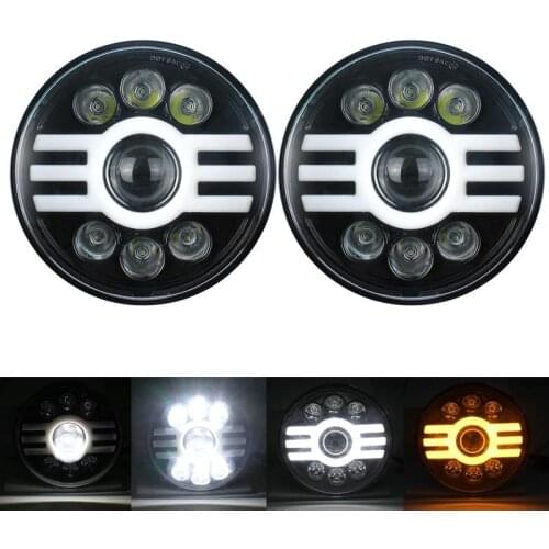 Dual Color 7inch Round Led Headlight for Jeeps Wranglers Truck Motorcycle 75W DRL Turn Signal Halo Ring Waterproof High Low Beam
