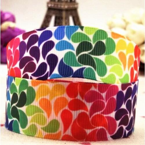 1 '25mm rainbow pattern grosgrain ribbon 10 yards diy bow tie party decoration hair wrap with straps
