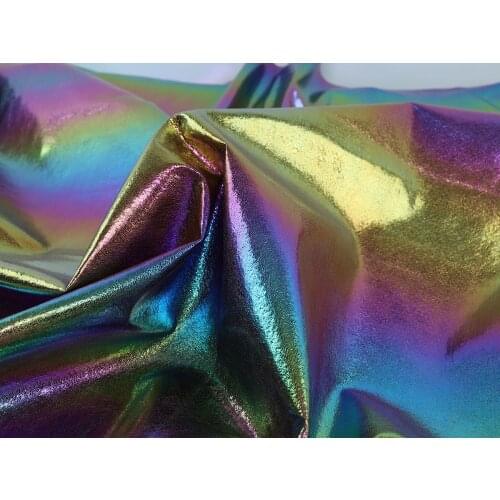 Hologram Iridescent color textured PU fabric soft feeling clothes bags shoes making 150cm wide