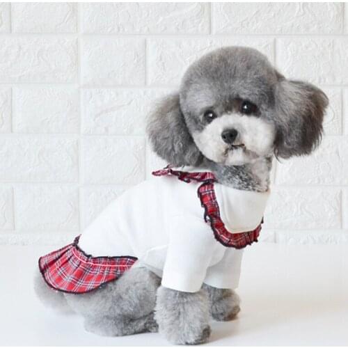 Cotton Chihuahua Summer Plaid Dress Pet Dog Clothes for Small Dogs Clothing Puppy French Bulldog Tshirt Pug Costume S-2XL