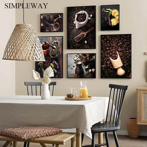 Coffee Beans Canvas Wall Print Dining Room Art Painting Nordic Drink Food Poster Modern Kitchen Restaurant Decoration Picture