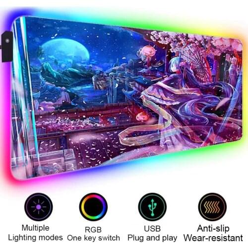 Gaming Computer Mat Anime Mousepad Rgb Mouse Pad Vocaloid Big Mousepad PC Gamer Cabinet Mausepad Gaming Setup Accessories Mice