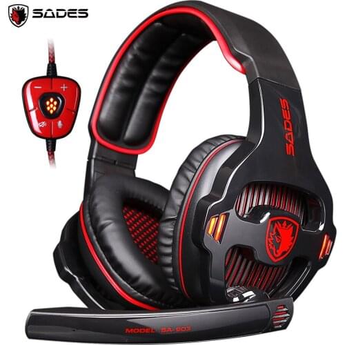 SADES SA-903 High-Performance 7.1 USB PC Headset Deep Bass Gaming Headphones With LED Micphone For Games Player with Retail Box