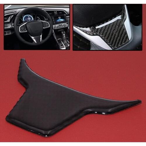 JEAZEA Car Interior Carbon Fiber Steering Wheel Panel Emblem Cover Sticker Trim Decoration Fit For Honda For Civic 2016 2017