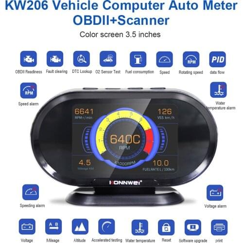 KONNWEI KW206 OBD2 Scanner+HUD 2-in-1 Auto Code Reader OBD II Car Diagnostic Scanner