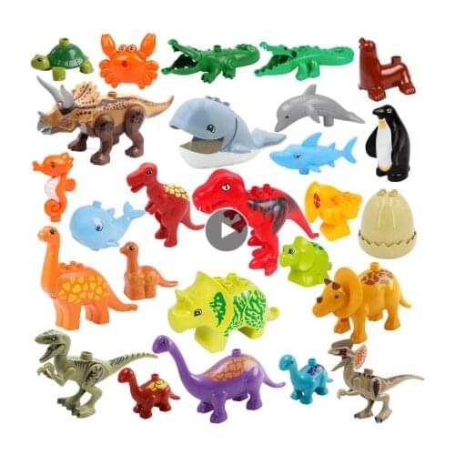 Big Size Building Blocks Accessories Shark penguin whale dinosaur Compatible Duplo Animals Interactive educational Toys for kids