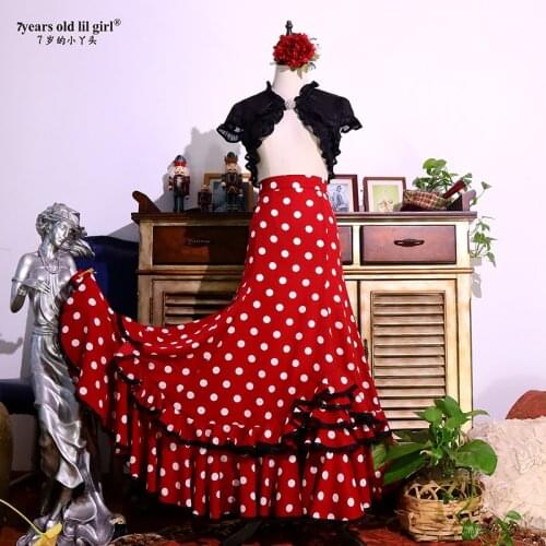 DSpanish Flamenco Costume Performor Dress Women Girl Gyspy Ballroom Festival Performance Dance Wear DTT45