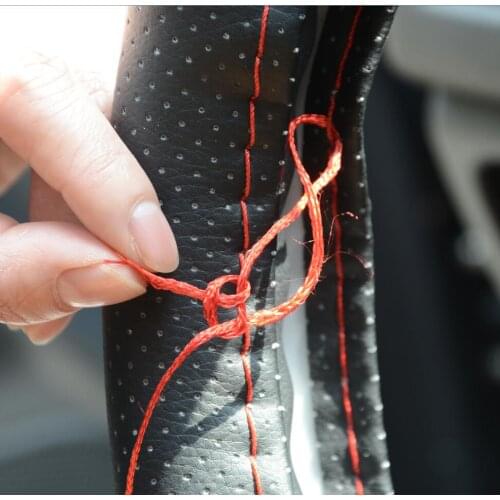 Leather 37/38CM Car Steering Cover DIY Steering Wheel Covers Artificial Braid Design with Needle and Thread Interior Kits
