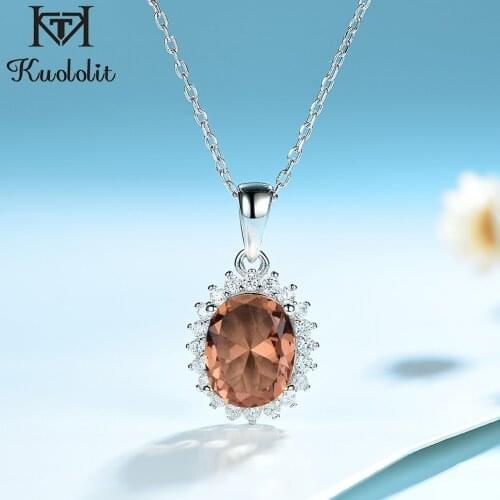 Kuololit Diaspore Gemstone Pendant For Women Solid 925 Sterling Silver Diaspore Oval Shape Necklace Engagement Fine Jewelry