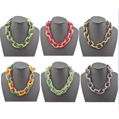 Chunky Choker Necklaces & Pendants Women Bib Statement Necklace Fashion Neon Vintage Big Pendant Necklace Jewelry