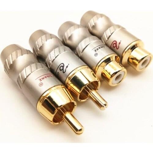 SNAKE RCA welding RCA Male / RCA Female Copper Gold Plated Audio socket Adapter Plug Converter Connectors for HIFI Audio