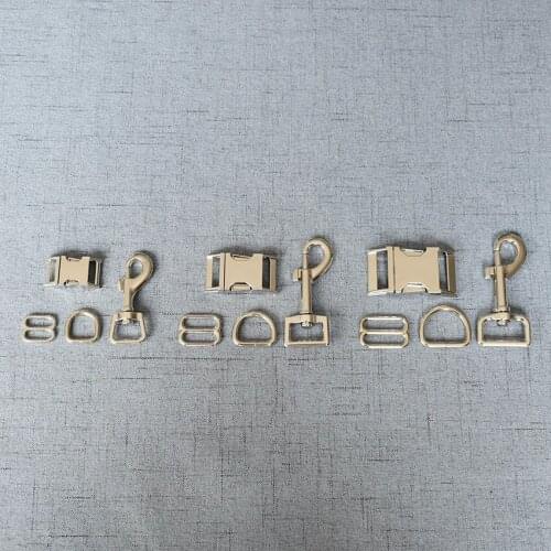 20 Sets 15mm/20mm/25mm Silver Metal D Ring Snap Hook Adjustable Release Buckle Dog Collar and Leash Backpack Bag Accessories