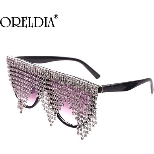 Fashion Pilot Sunglasses 2021 Women Luxury Tassel Crystal Diamond Sun Glasses Lady Steampunk Brand Designer Eyewear Shade UV400