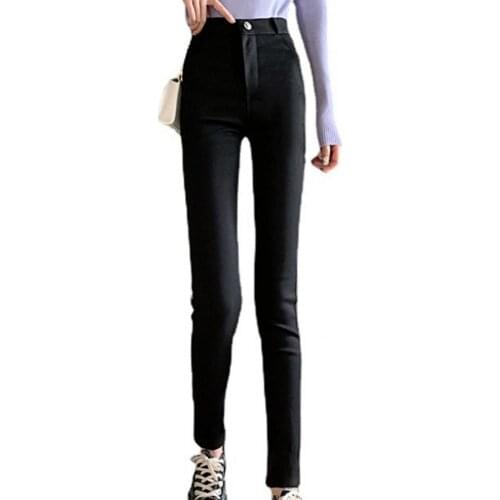 Soft Stylish Solid Color High Waist Women Pants Lightweight Women Pants Straight for Dating