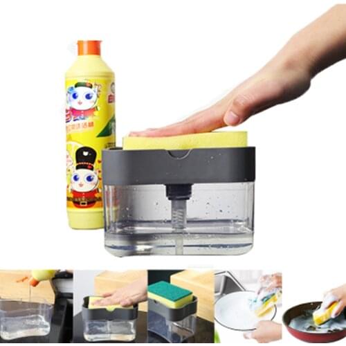 Soap Dispenser Pump With Sponge Manual Press Cleaning Liquid Dispenser Container Manual Press Soap Organizer Kitchen Tool #25