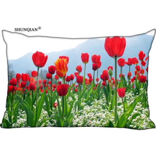 New Tulips Flower Pillow Case Custom Wedding Pillowcase Cover Cases Gift Zippered Rectangle Pillow Case
