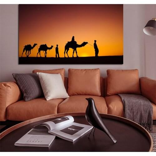 Landscape Canvas Painting African Man Walking in the Desert Wall Art Poster and Prints Painting Wall Pictures for Living Room