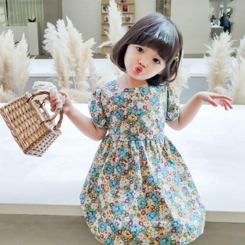 Girls Dress U-Neck Floral Lace Princess Dress 2020 Summer New Baby Kids ChildrenS Clothing