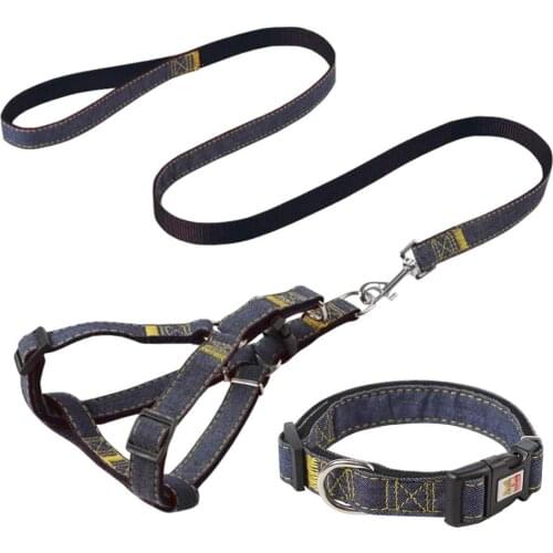 Dog Leash Denim Sewing Cloth Pet Leash for 40~55 Kg Pet Thickened Wear-resistant Chest Strap Dog Traction Rope