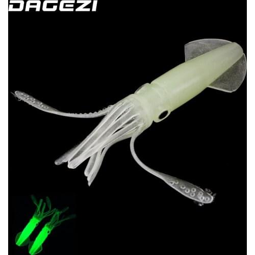 DAGEZI 5pcs/lot 10cm/10g Luminous soft bait big Squid baits Artificial Soft Fishing Lures fishing tackle for Night fishing