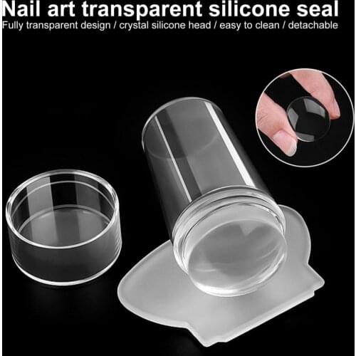 Clear Jelly Silicone Nail Stamper Set DIY Polish Design Print Silicone Stamp Stamping Tools with Scraper Nail Art Stamping Tool