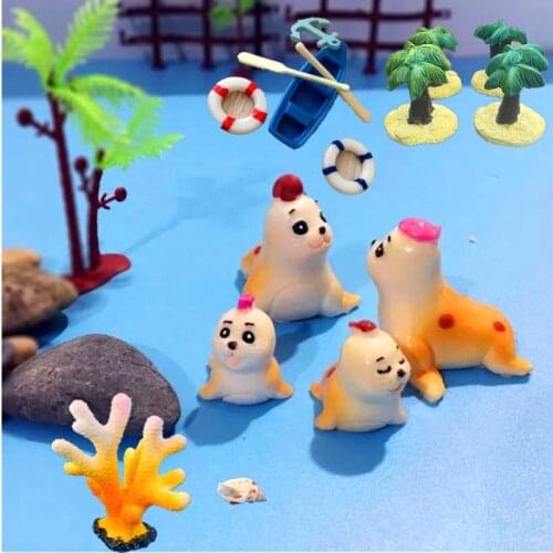 Ocean Beach Series Micro Landscape Resin Fish Tank Small Decoration Crafts Mediterranean Style Fairy Garden Decor Animal Figures