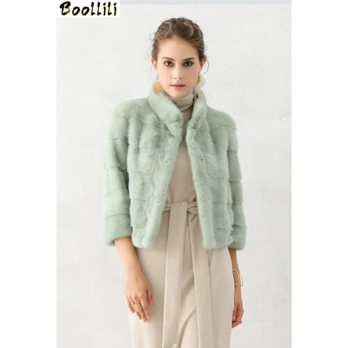 Boollili Full Pelt Mink Fur Coat Women Luxury 100% Natural Real Fur Jacket Female Stand Collar Winter Short Outerwear