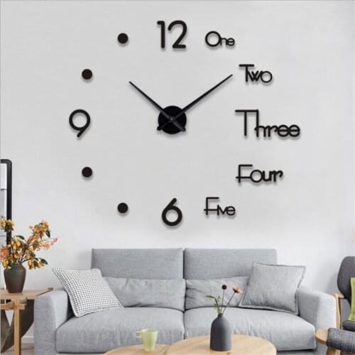 Modern House Art 3d Mirror Sticker Clean And Simple English Unique Design Wall Clock Diy Sticker Home Modern Decoration