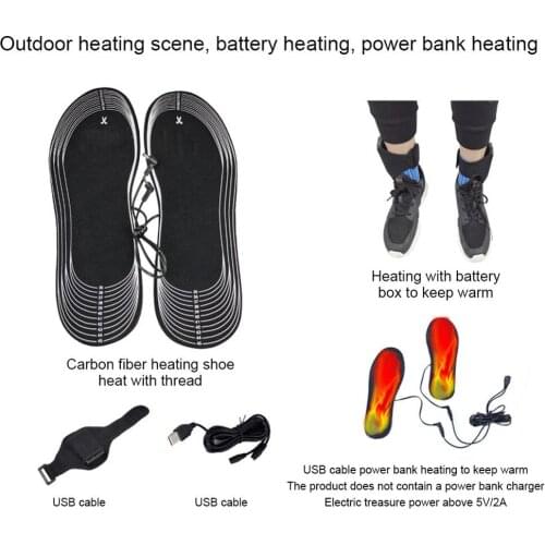 Outdoor Sports Heating Insoles Winter Feet Warm Insole USB Heated Full Insoles Shoes Comfortable Soft Lint-cut Size Warm shoes