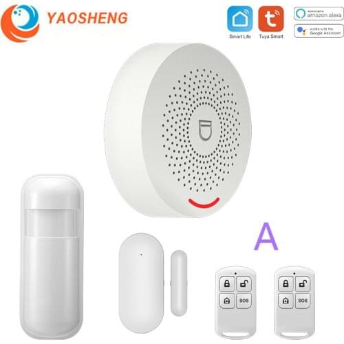 WIFI Intelligent Alarm Security System With Door Sensor Smart Life&Tuya App Control Compatible With Alexa & Google Assistant