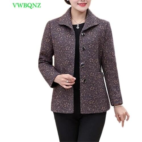 Spring Autumn Plus Size Women Jacket Coat printing Fashion Slim Long-Sleeved Outwear Casual Elegant Mother Tops Overcoat 4XL 548
