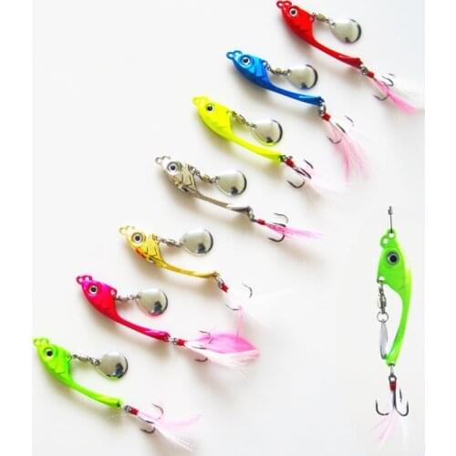 11g Fishing Rotating Metal VIB vibration Lure 3D Eyes VIB Sequins Jig Bait Hard Lure Jigging Fishing Sinking Bait Wobblers Spoon