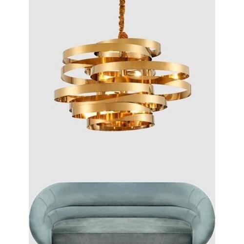 Vintage Gold Round LED Pendant Light Vertigo Modern Lustre Pendant lamp for dining room Lighting Fixture