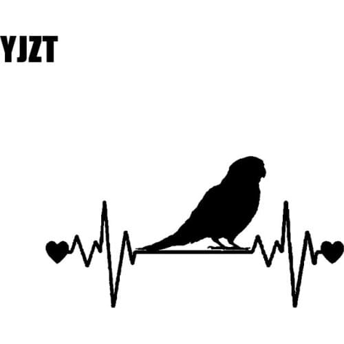 YJZT 16CM*8.1CM Fun Parakeet Lifeline Heartbeat Bird Vinyl Car Sticker Decal Black/Silver C11-1047